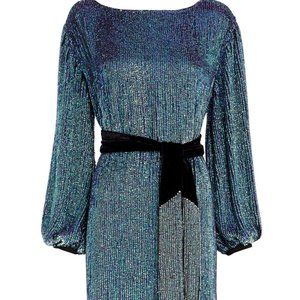 NWT! Retrofête SZ M Metallic Turquoise chameleon Sequin SELMA Dress